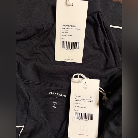 Women's Bamboo Stretch-Knit Long Sleeve Pajama Set Black - Picture 7 of 7